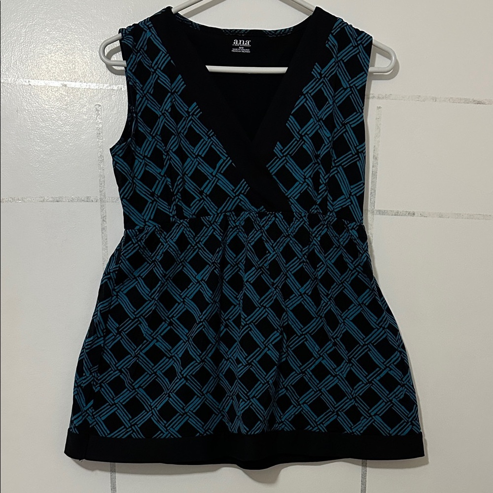 A.N.A Black and Blue Geometric blouse